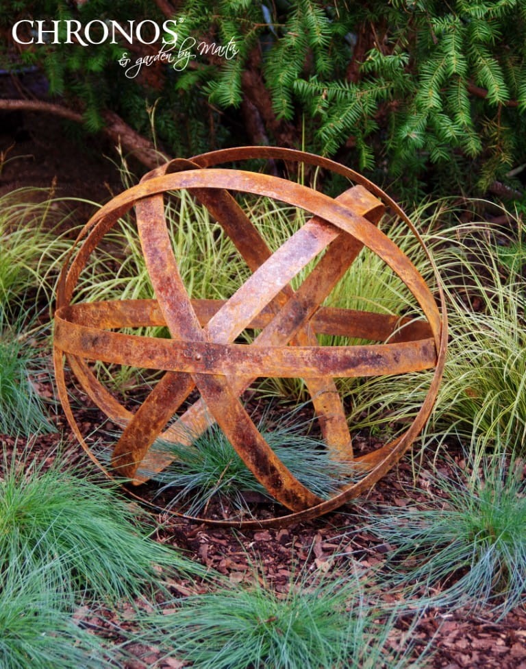 Garden Sphere - rusted steel