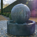 Leaf Ball fountain in a round bowl