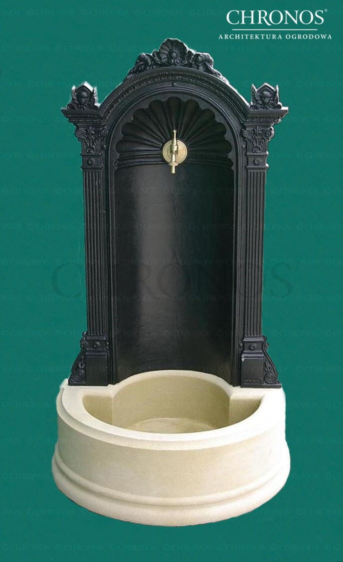 Wall-mounted cast iron tap