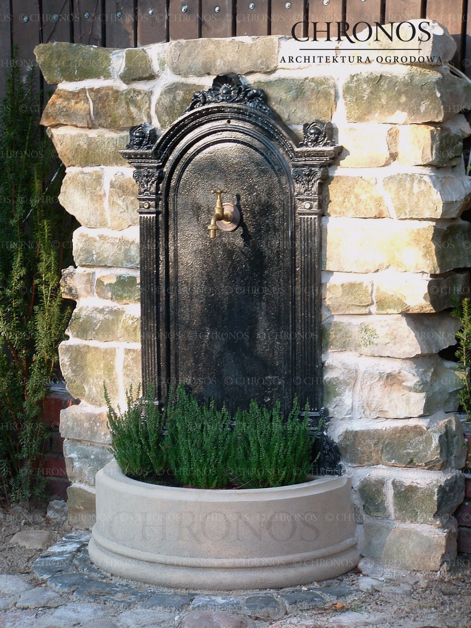 Wall-mounted cast iron water tap