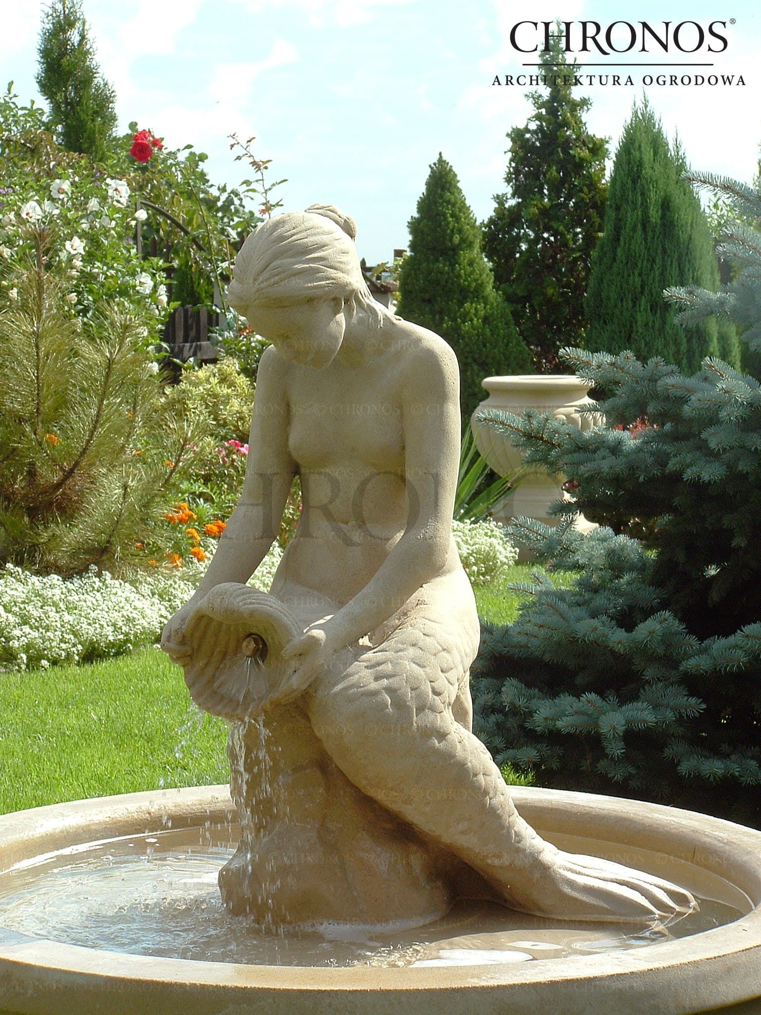Flora Fountain with Mermaid sculpture