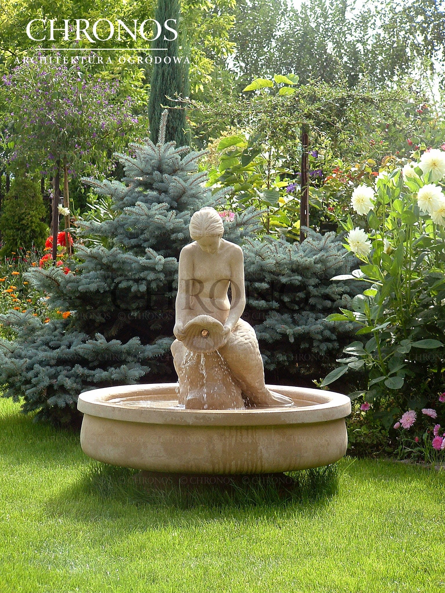 Flora Fountain with Mermaid sculpture