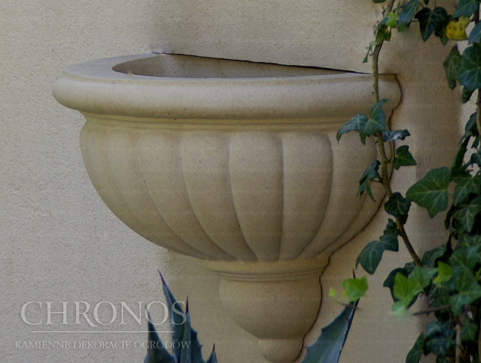 Grooved wall-mounted basin