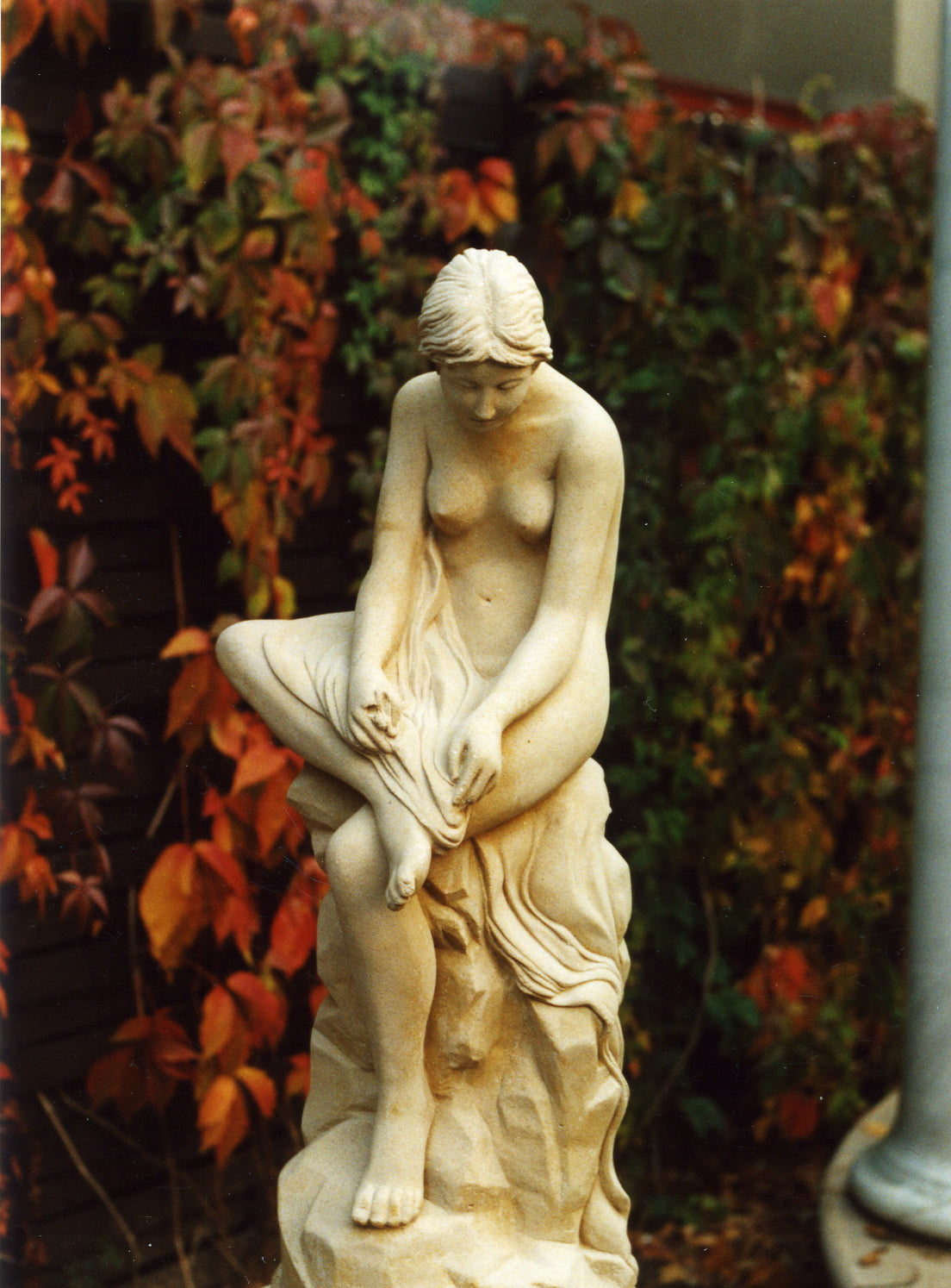 A girl drying her feet