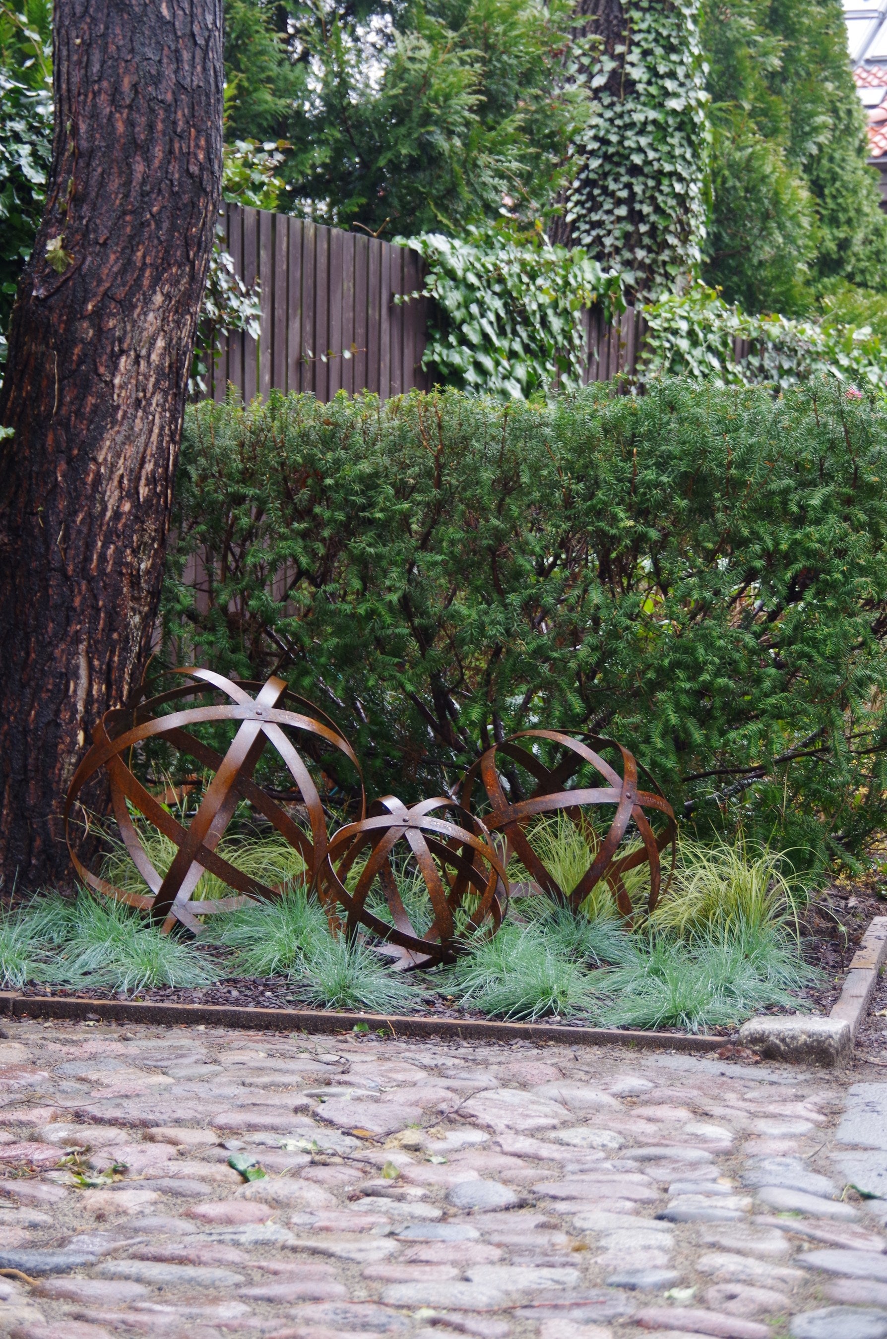 Garden Sphere - rusted steel