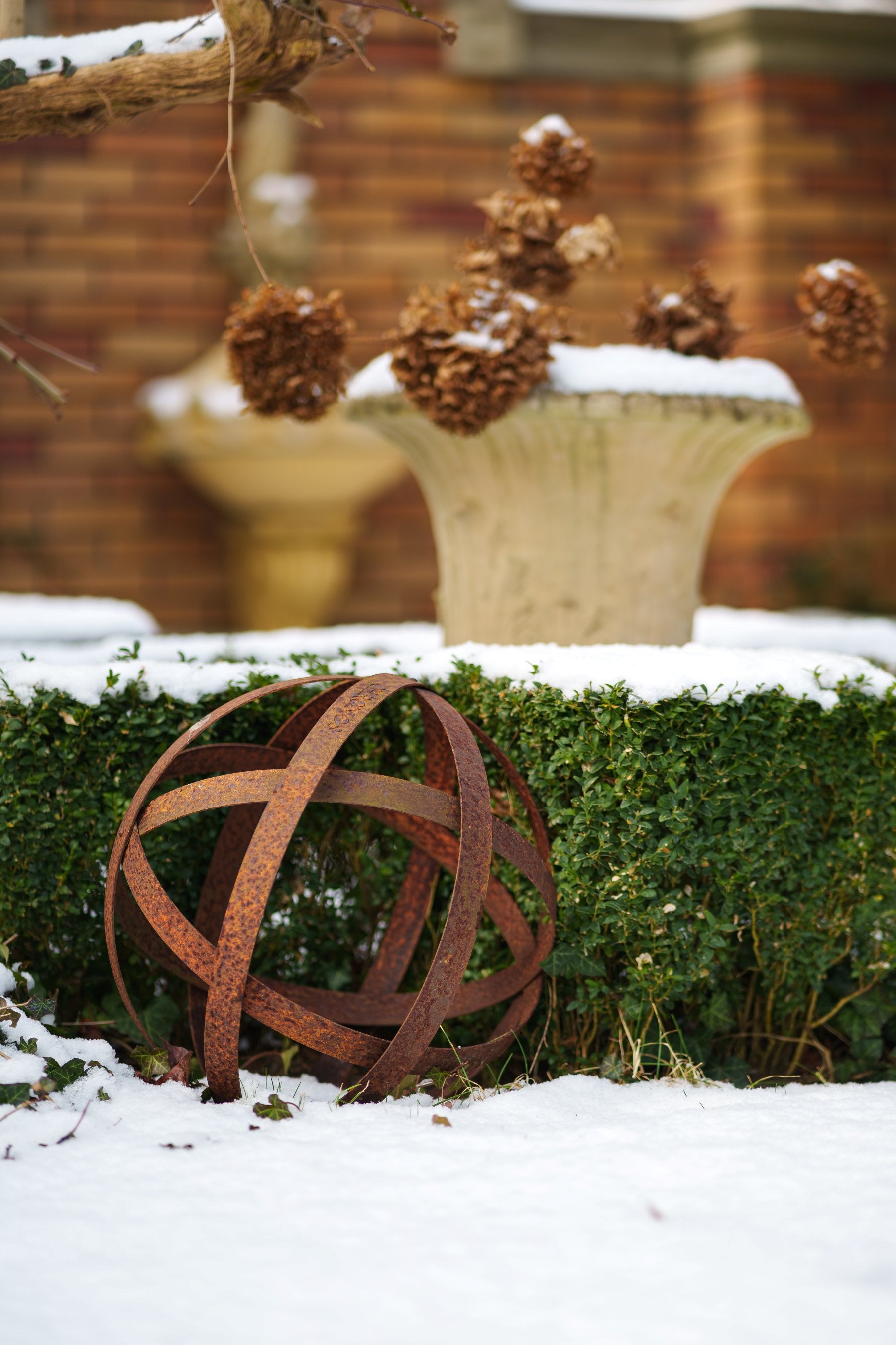 Garden Sphere - rusted steel