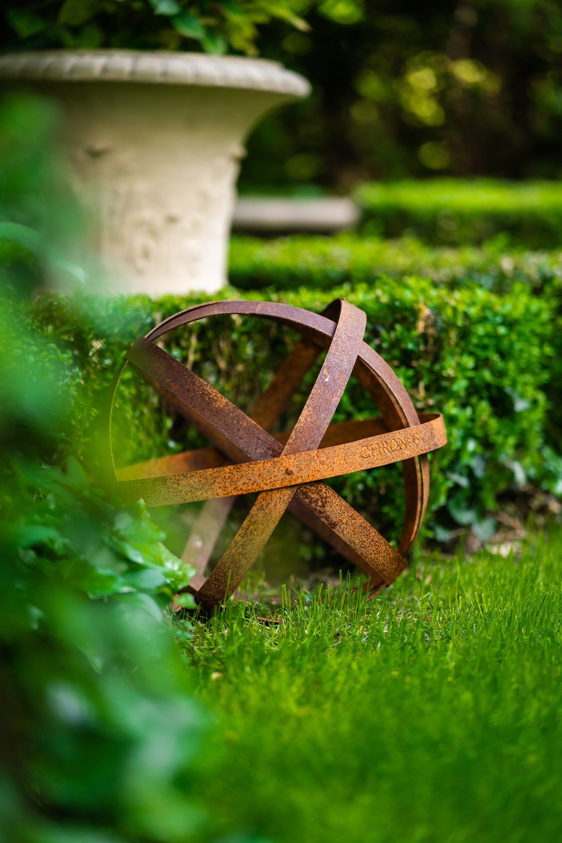 Garden Sphere - rusted steel